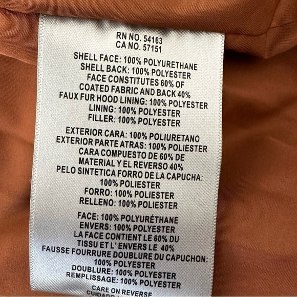 LEVI'S Faux Leather Puffer Jacket Sz XL Camel Brown - Picture 12 of 14